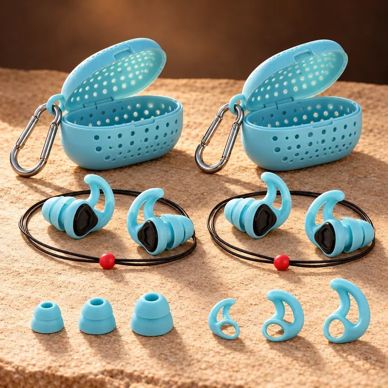 ColdWall Plugs Surf Mate Pack: two pairs of silicone surf earplugs with leashes, two carry cases and three tip and wing sizes