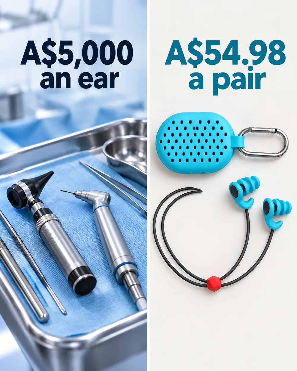 A$5,000 an ear for surgery against A$54.98 a pair for ColdWall Plugs