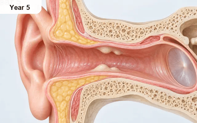 How bone narrows the ear canal and traps water